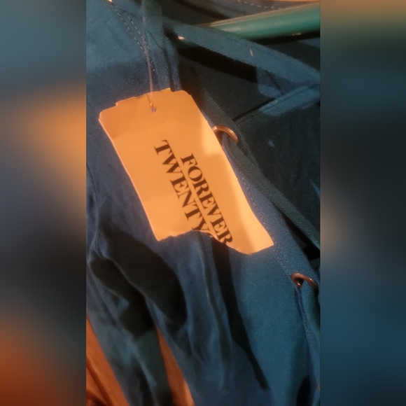 NEW# FOREVER 21 Small TEAL Calf-length long-sleeved bodycon MIDI dress - Picture 4 of 6